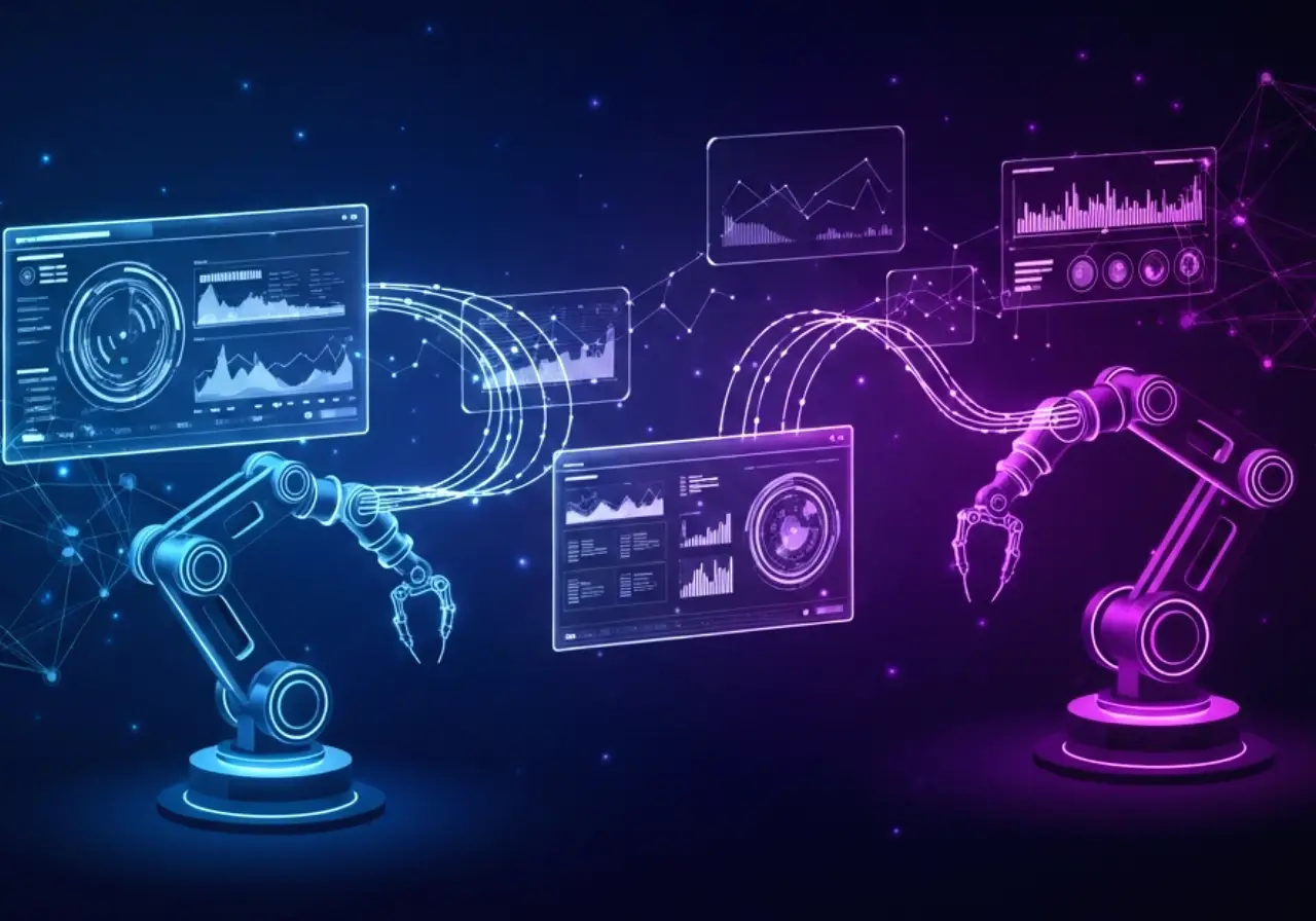 Interlocking gears representing automation.
